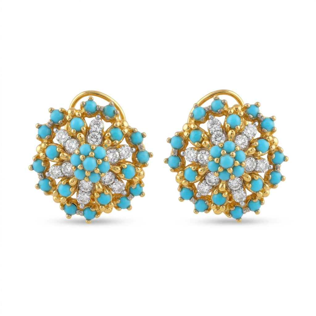 Azure Mandala Earrings by Jewel by JF featuring intricate mandala designs in vibrant azure color, hanging earrings with detailed craftsmanship.