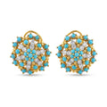 Azure Mandala Earrings by Jewel by JF featuring intricate mandala designs in vibrant azure color, hanging earrings with detailed craftsmanship.