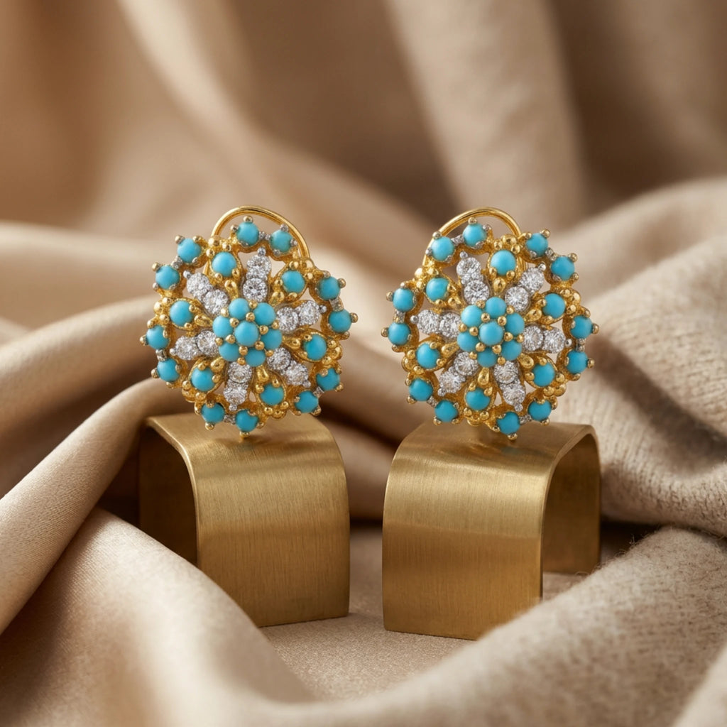 Azure Mandala Earrings by Jewel by JF featuring intricate mandala designs in vibrant blue, hanging earrings with detailed craftsmanship.