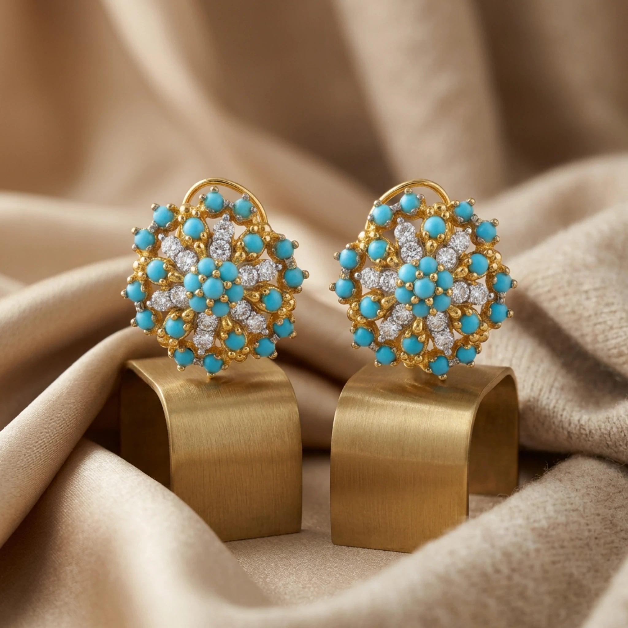 Azure Mandala Earrings by Jewel by JF featuring intricate mandala designs in vibrant blue, hanging earrings with detailed craftsmanship.