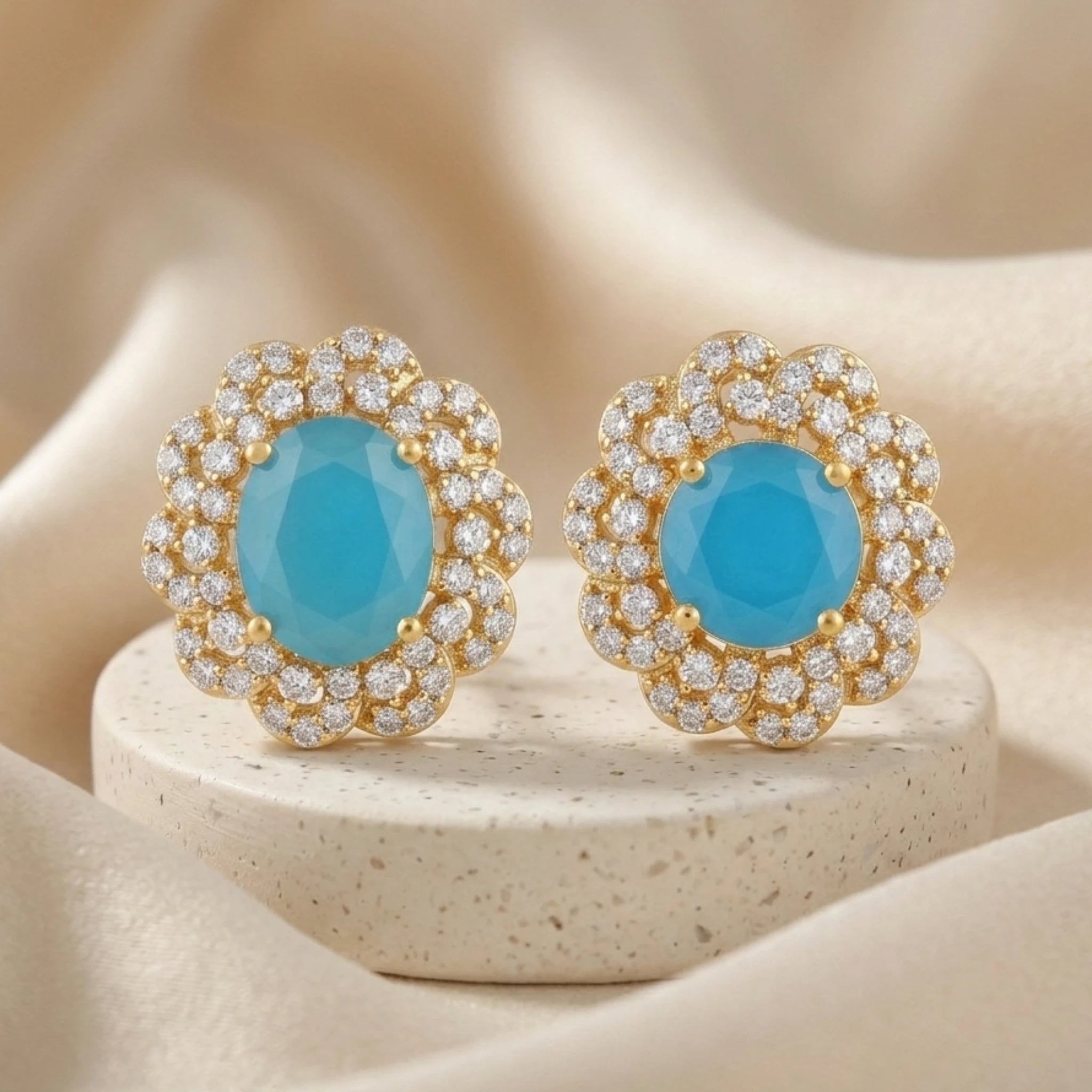 Azure Petal Stud Earrings - Jewel by JF