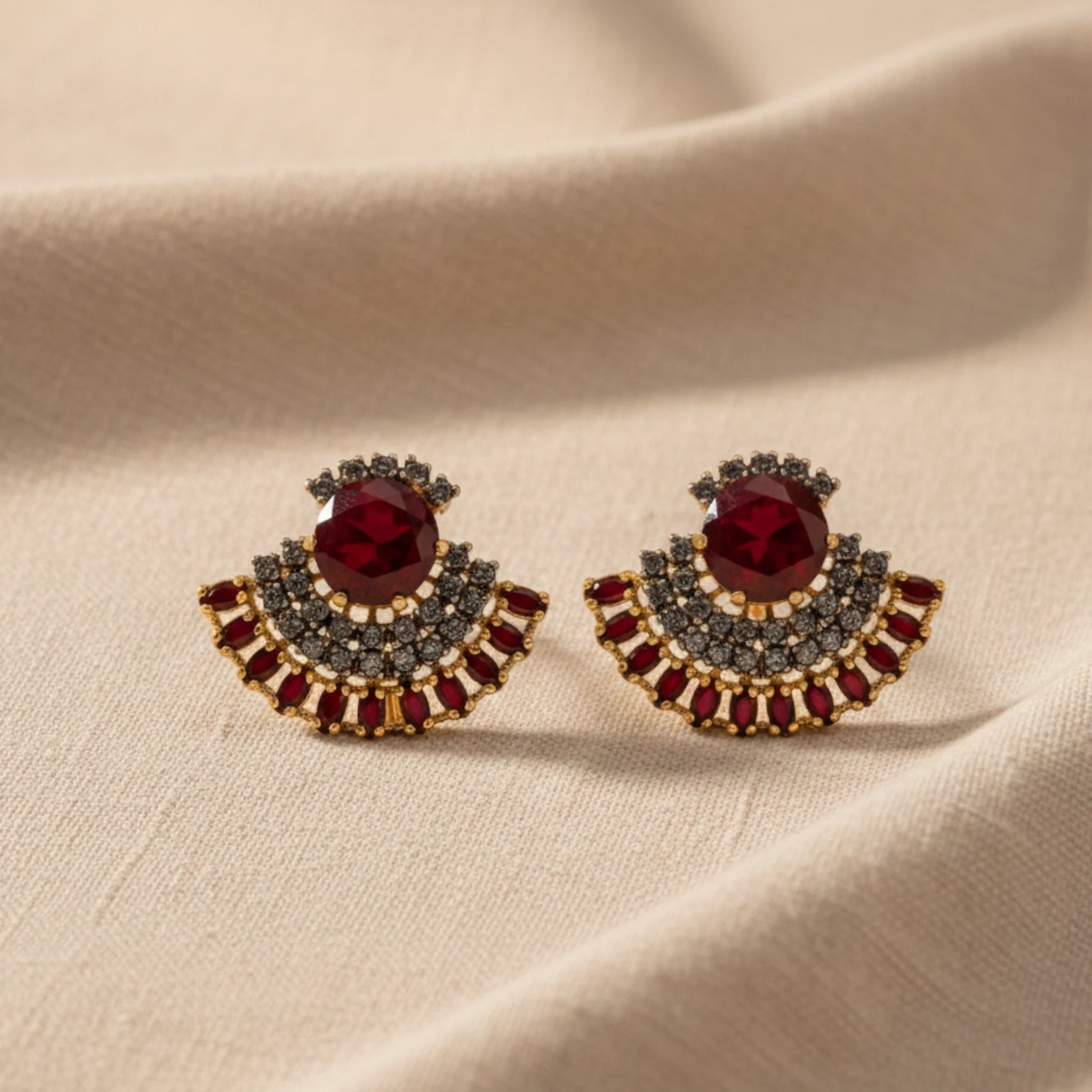 Crimson Fan Earrings - Jewel by JF