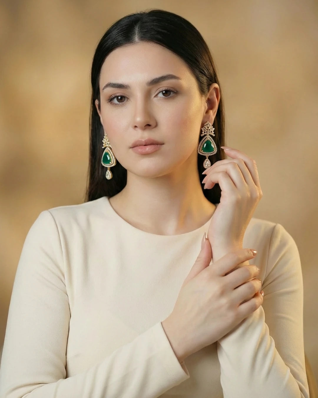 Elegant Trillium Drop Earrings by Jewel by JF featuring delicate flower-shaped design and silver-tone finish.