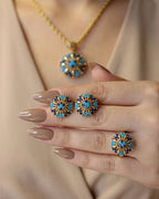 Midnight Mosaic jewelry set by Jewel by JF featuring intricate necklace and matching earrings in dark, shimmering design.