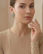 Azure Mandala Earrings by Jewel by JF, intricate silver earrings with blue mandala design, perfect for elegant occasions.