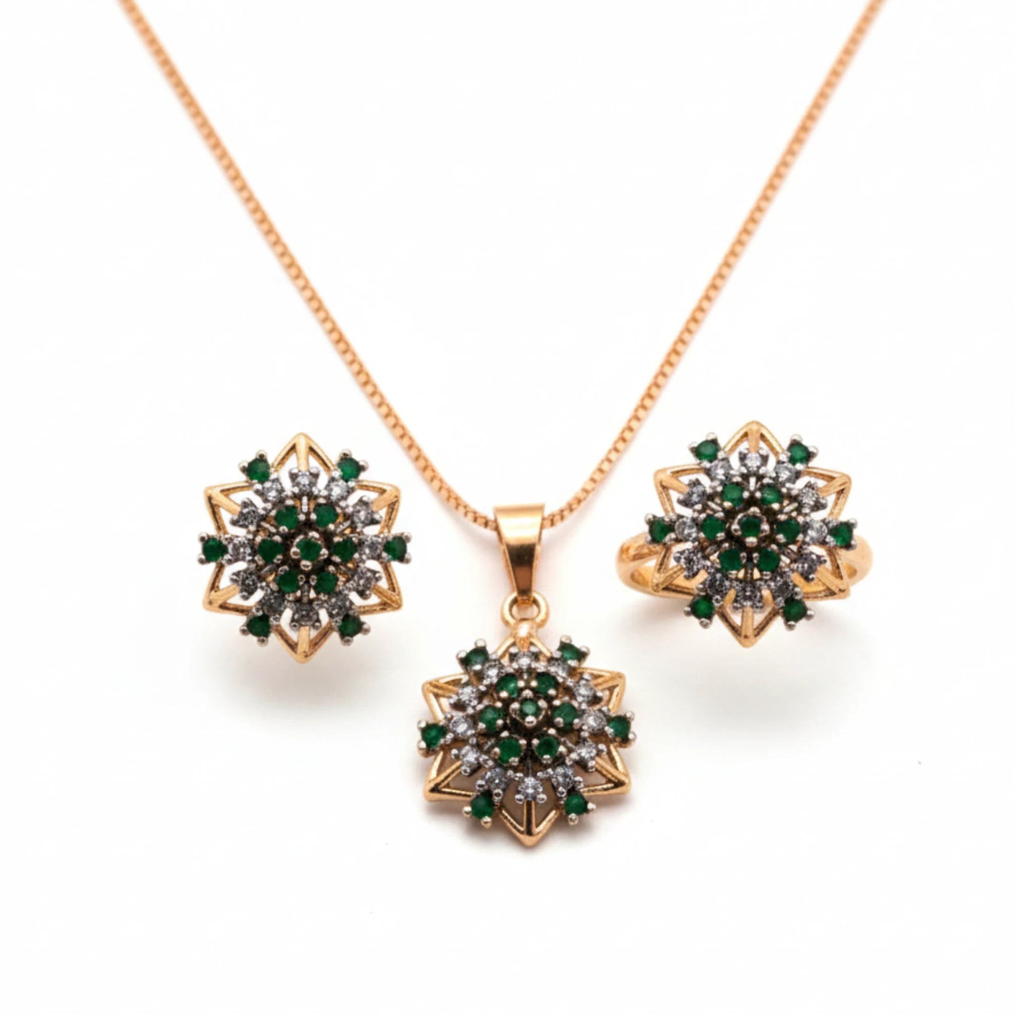 Emerald Starburst Jewellery Set - Jewel by JF