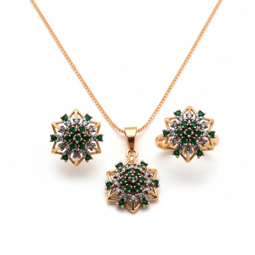 Emerald Starburst Jewellery Set - Jewel by JF
