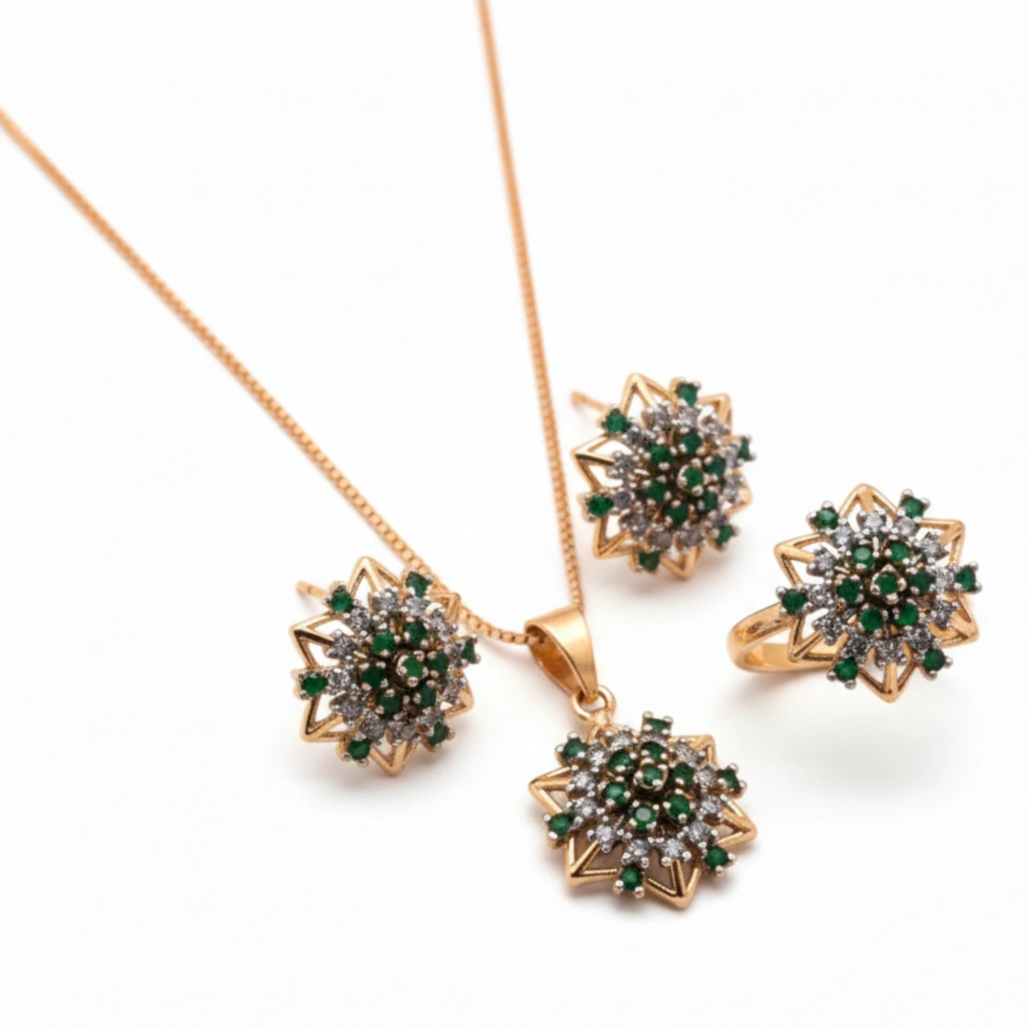 Emerald Starburst Jewellery Set - Jewel by JF