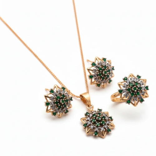 Emerald Starburst Jewellery Set - Jewel by JF