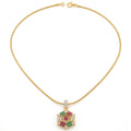 Heritage Mosaic Pendant Necklace by Jewel by JF, featuring intricate mosaic design on a silver chain.