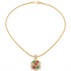 Heritage Mosaic Pendant Necklace by Jewel by JF, featuring intricate mosaic design on a silver chain.