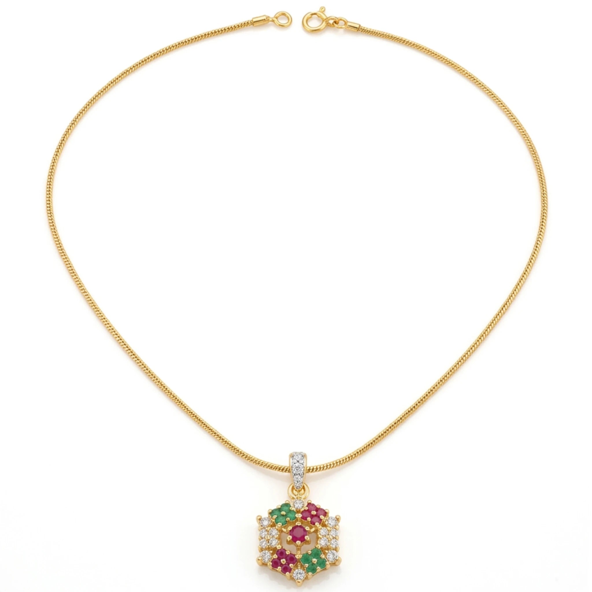 Heritage Mosaic Pendant Necklace by Jewel by JF, featuring intricate mosaic design on a silver chain.