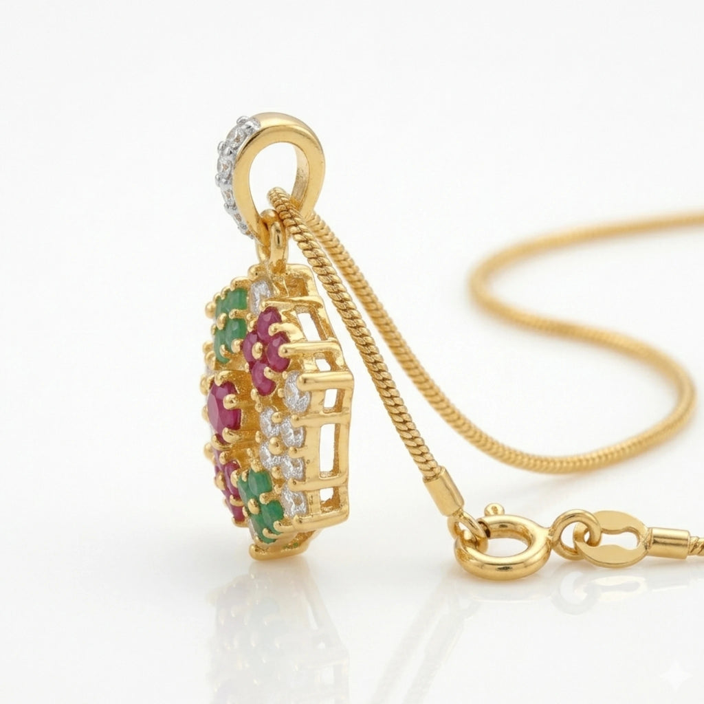 Heritage Mosaic Pendant Necklace by Jewel by JF featuring a detailed mosaic design on a silver chain.