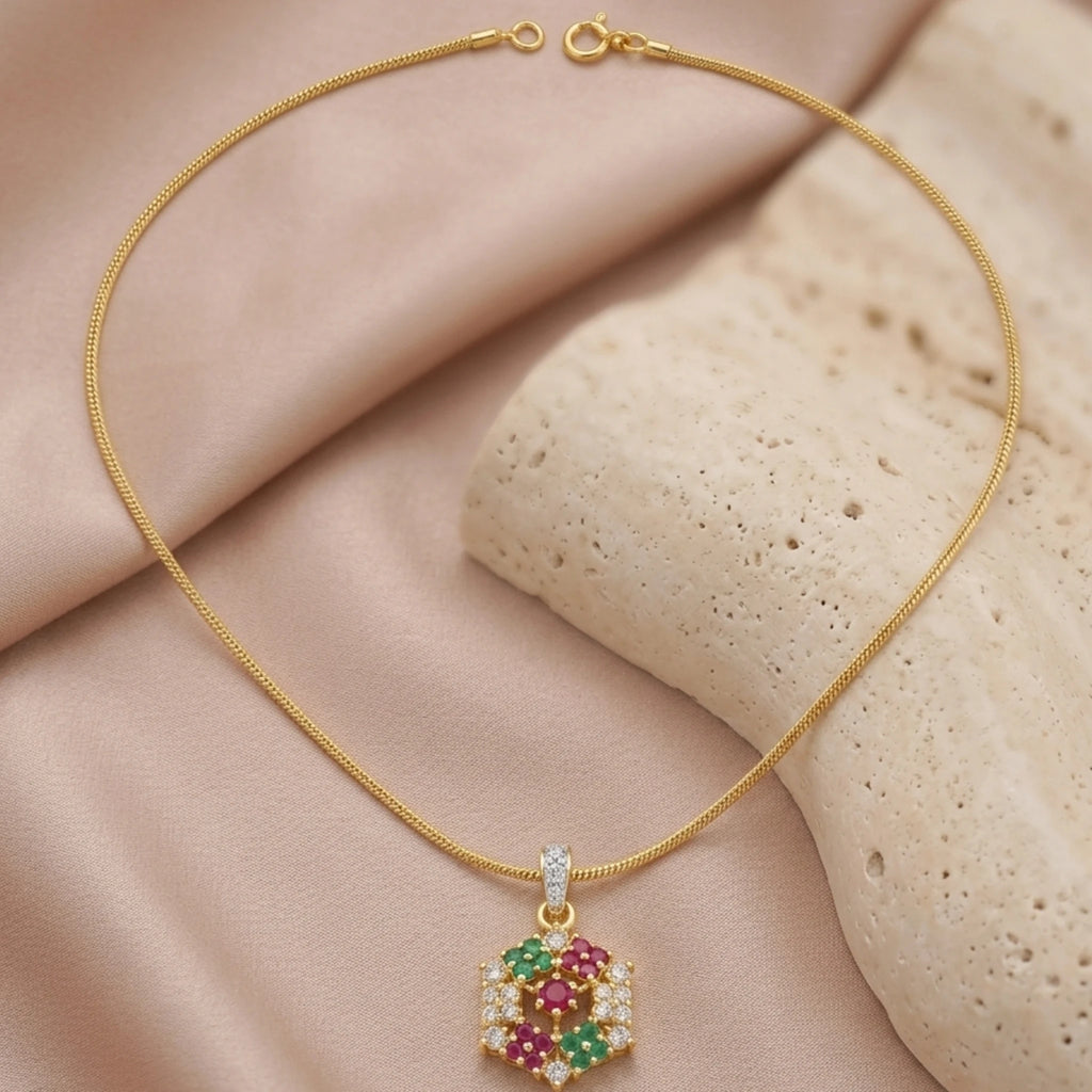 Heritage Mosaic Pendant Necklace by Jewel by JF featuring a colorful mosaic design on a silver chain.