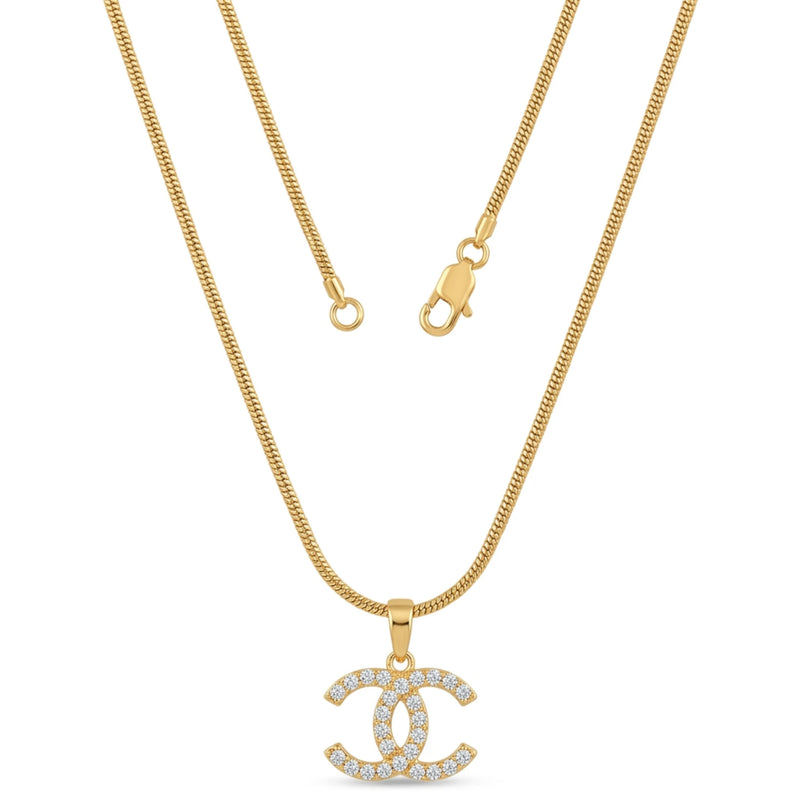 Silver Iconic Interlock Pendant Necklace by Jewel by JF featuring a sleek interlocking design on a delicate chain.