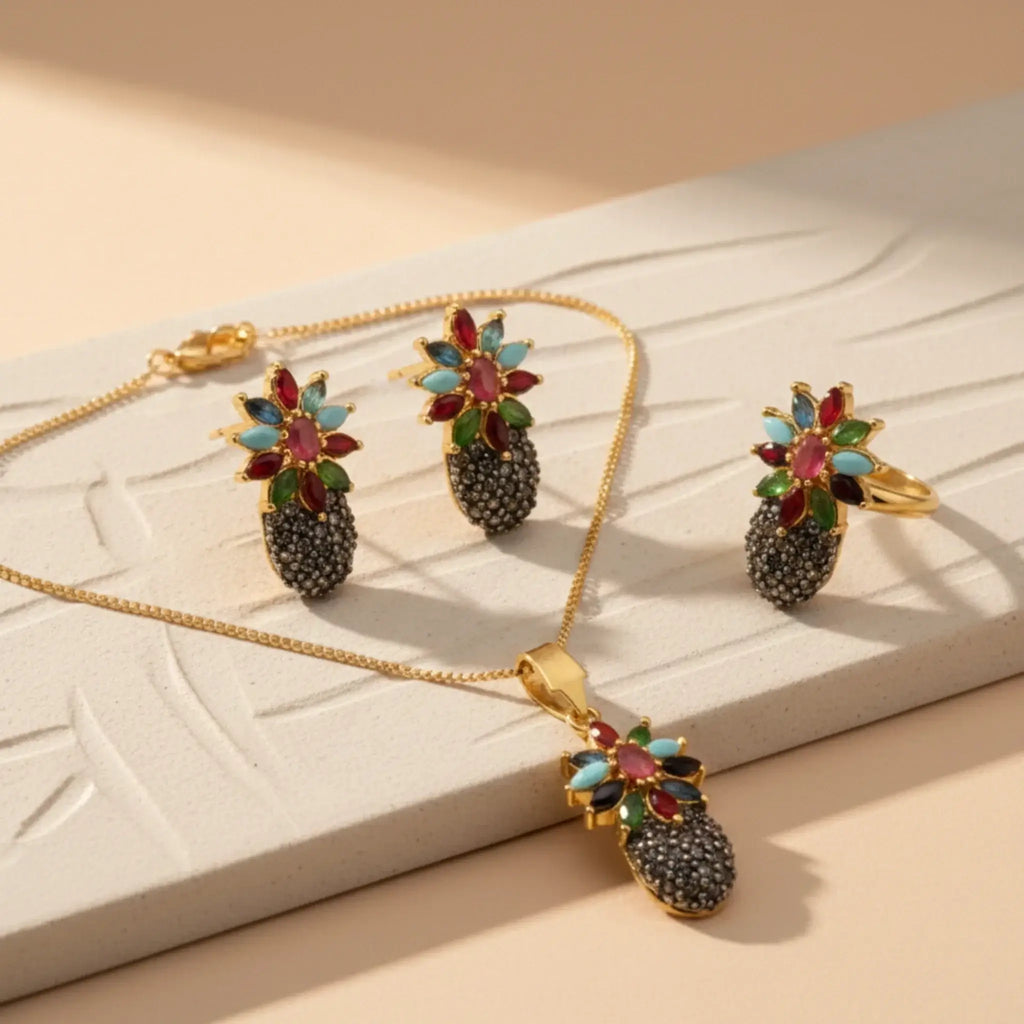 Kaleidoscope Pineapple Jewellery Set - Jewel by JF