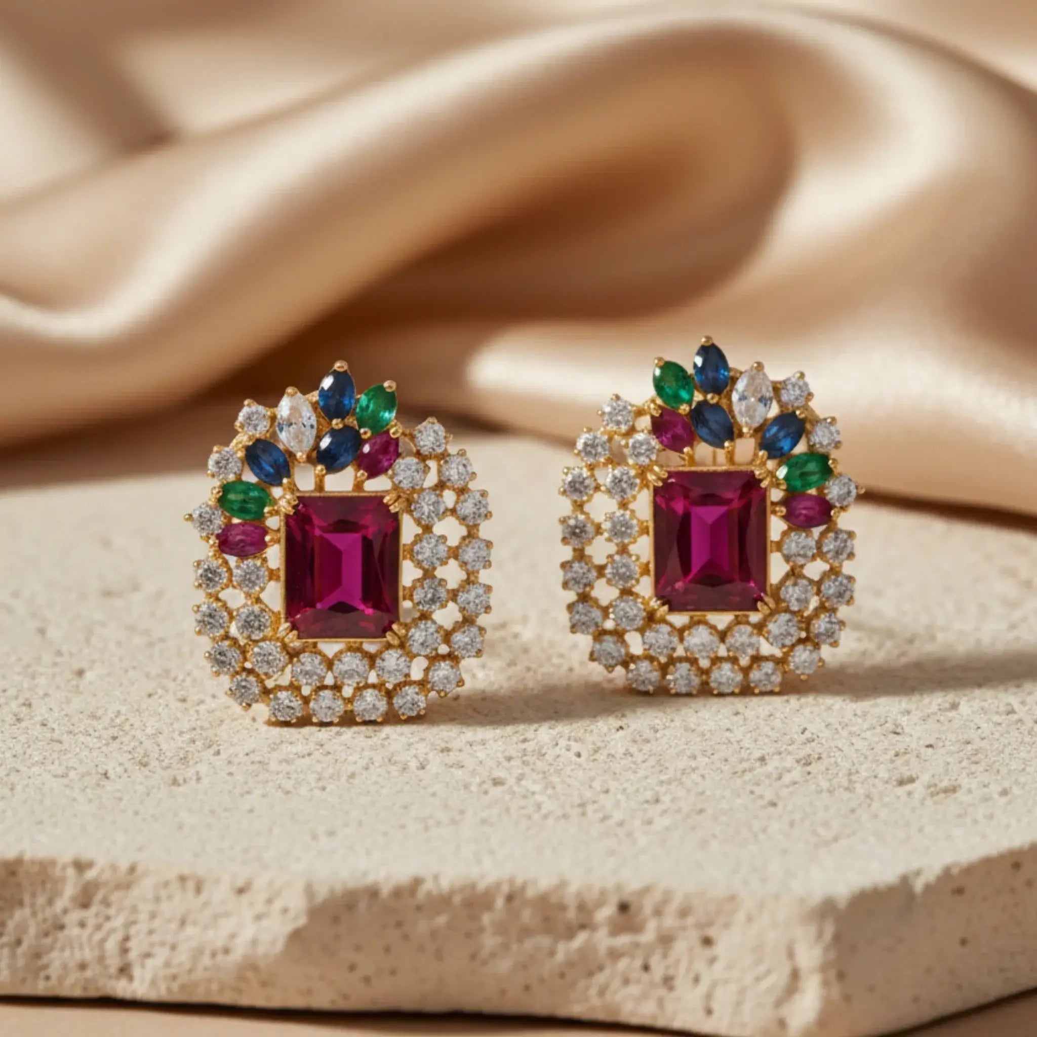 Mosaic Halo Stud Earrings - Jewel by JF