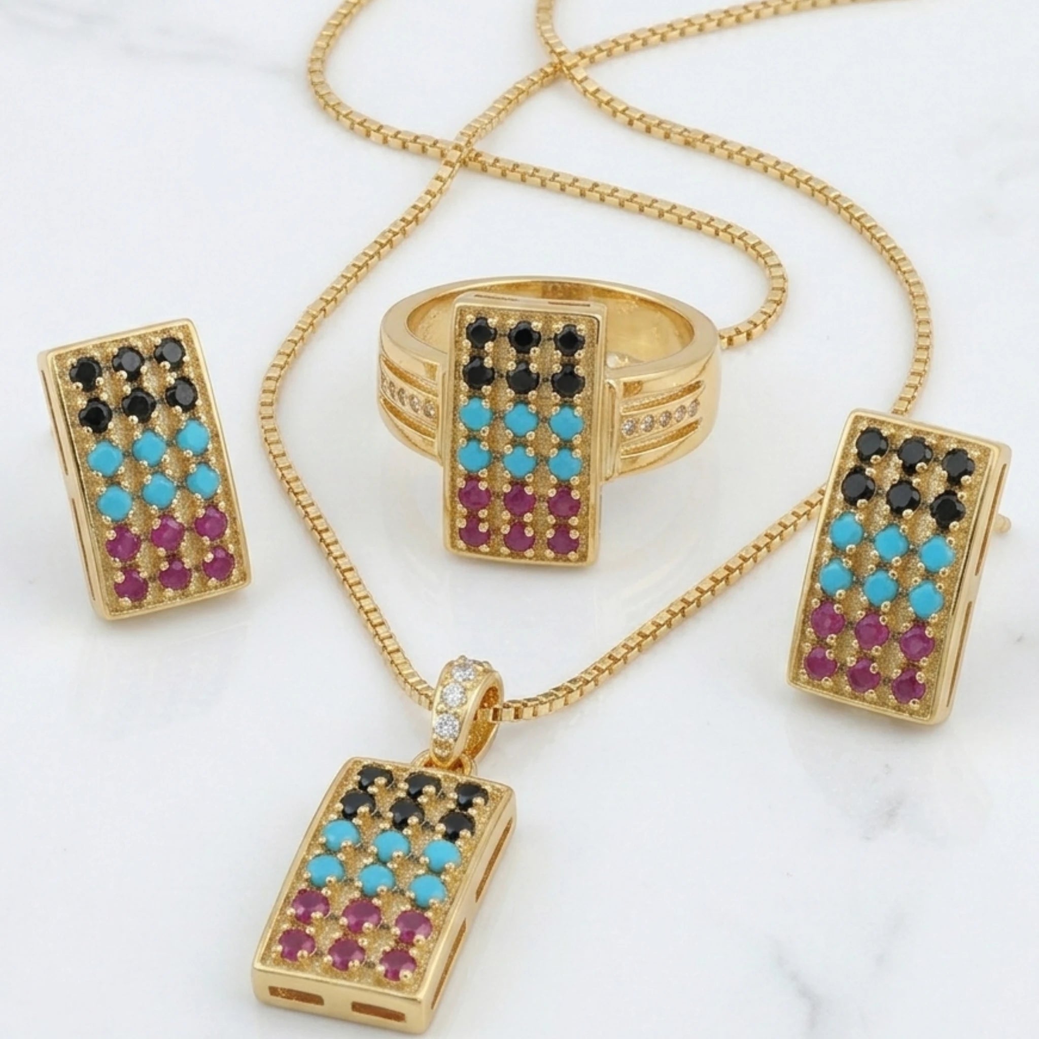 Jewel by JF Mosaic Regal Heritage Set featuring colorful mosaic tiles and intricate patterns in a decorative display.