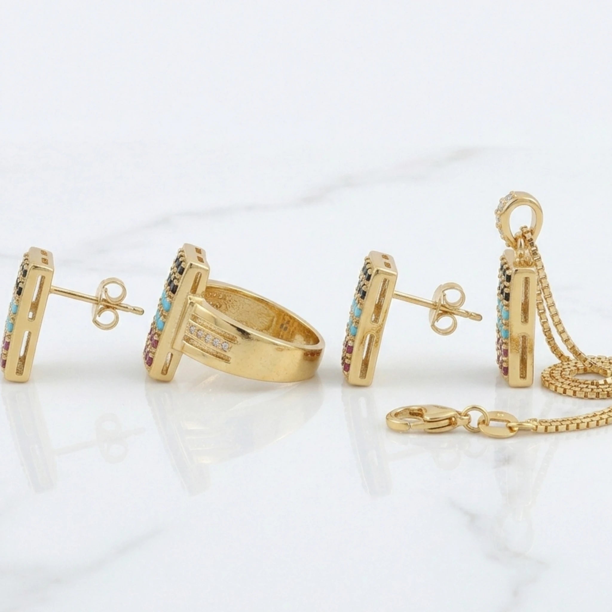 Jewel by JF Mosaic Regal Heritage Set with intricate mosaic pattern and vibrant colors, displayed on a neutral background.