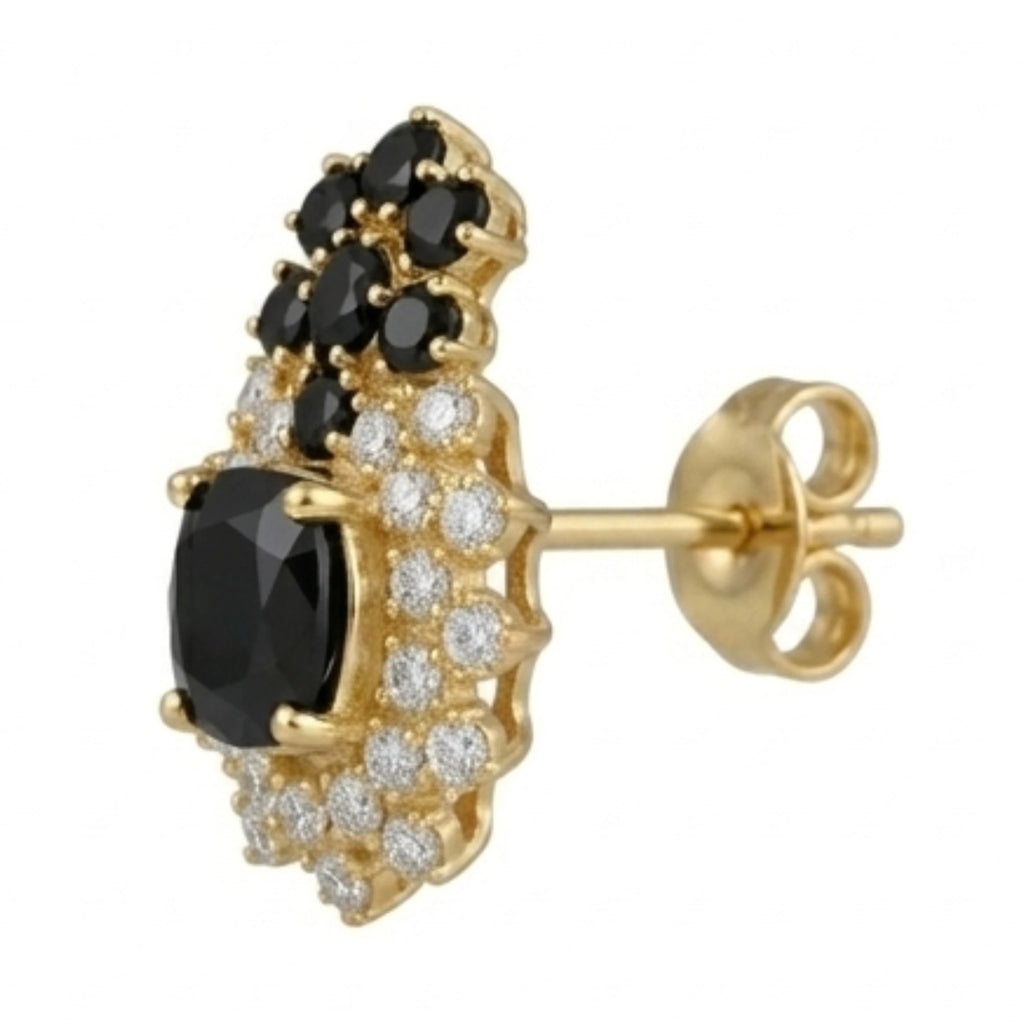 Onyx statement stud earrings by Jewel by JF featuring bold black onyx stones and silver-tone settings.