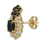 Onyx statement stud earrings by Jewel by JF featuring bold black onyx stones and silver-tone settings.