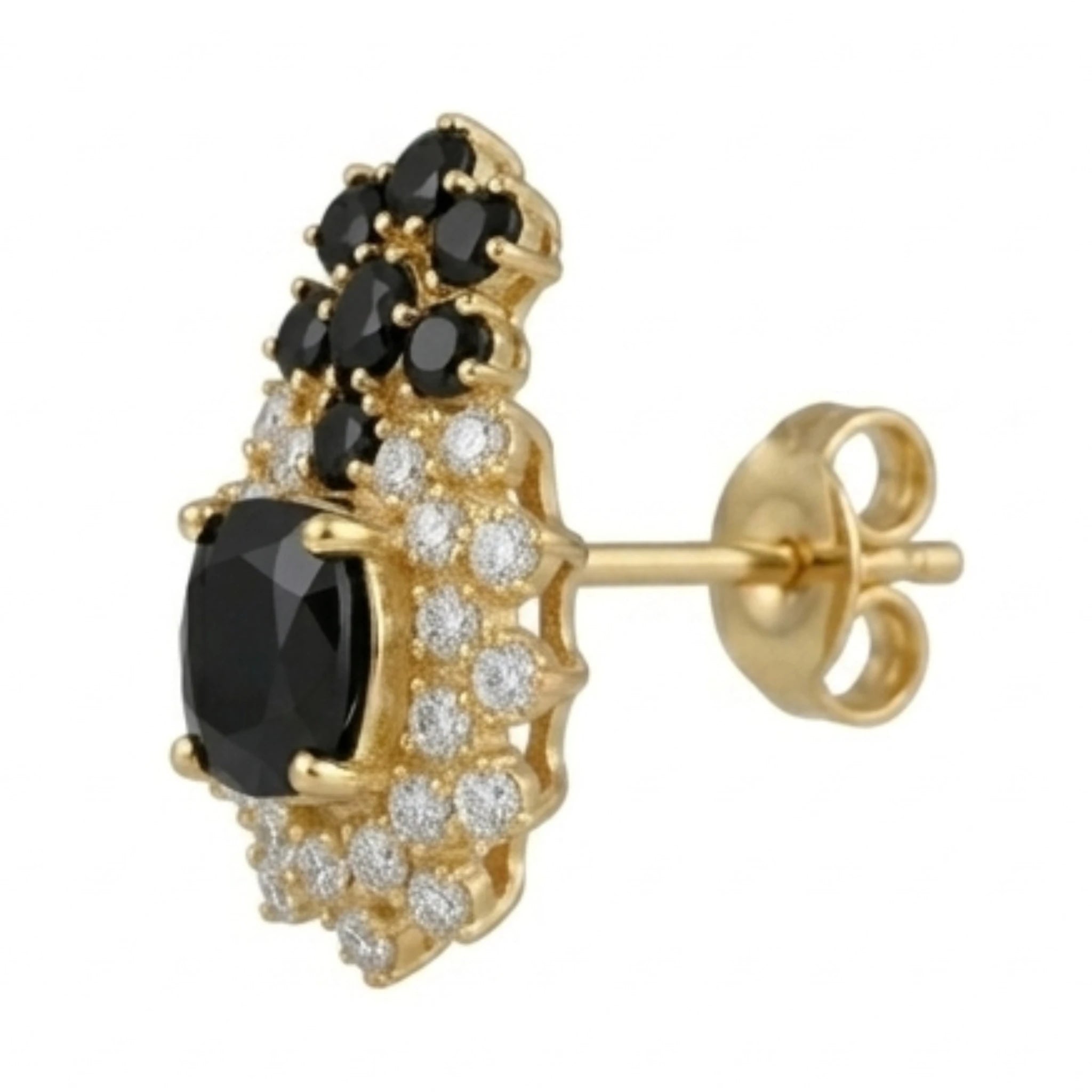 Onyx statement stud earrings by Jewel by JF featuring bold black onyx stones and silver-tone settings.