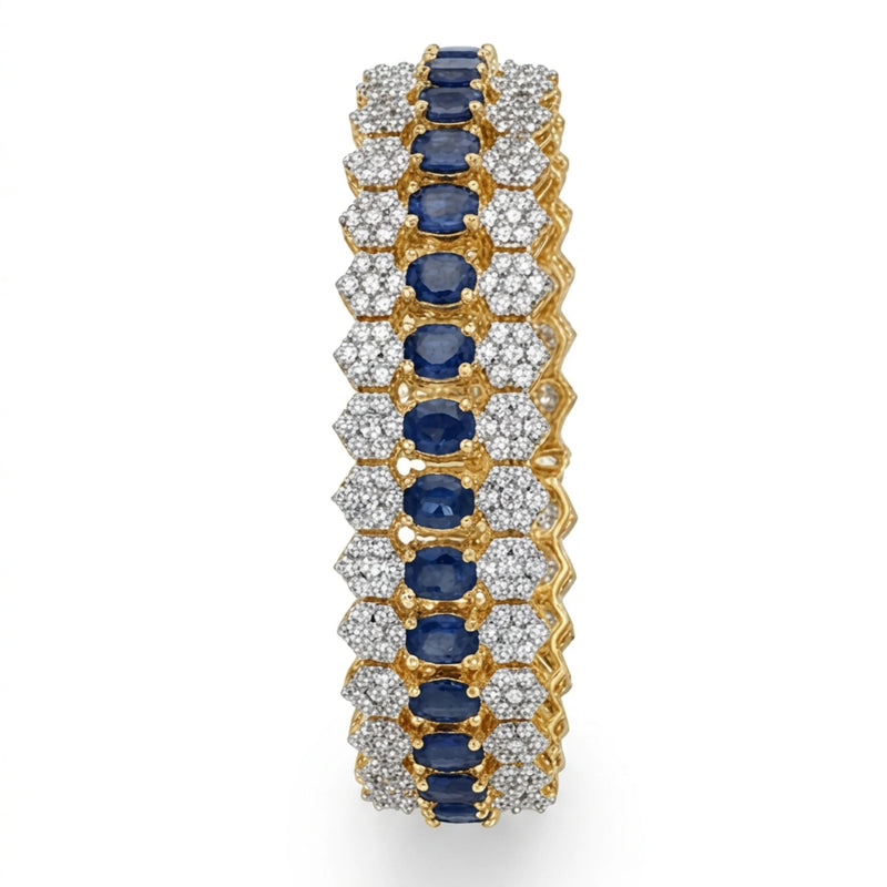 Jewel by JF Royal Honeycomb Statement Bracelet featuring gold honeycomb design and bold chain links on a white background.