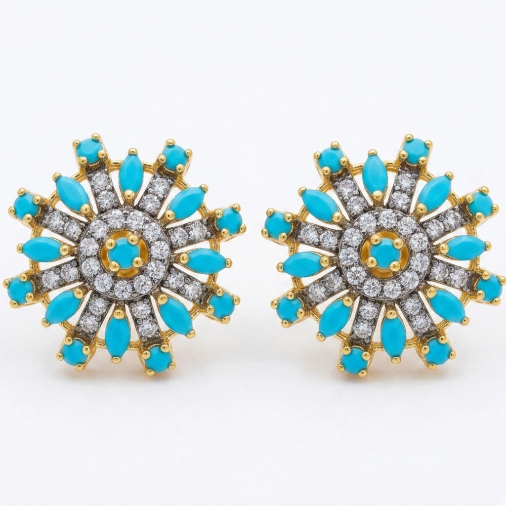 Jewel by JF starburst earrings with radiant, sunburst-inspired design in polished metal, featuring a stylish and elegant look.