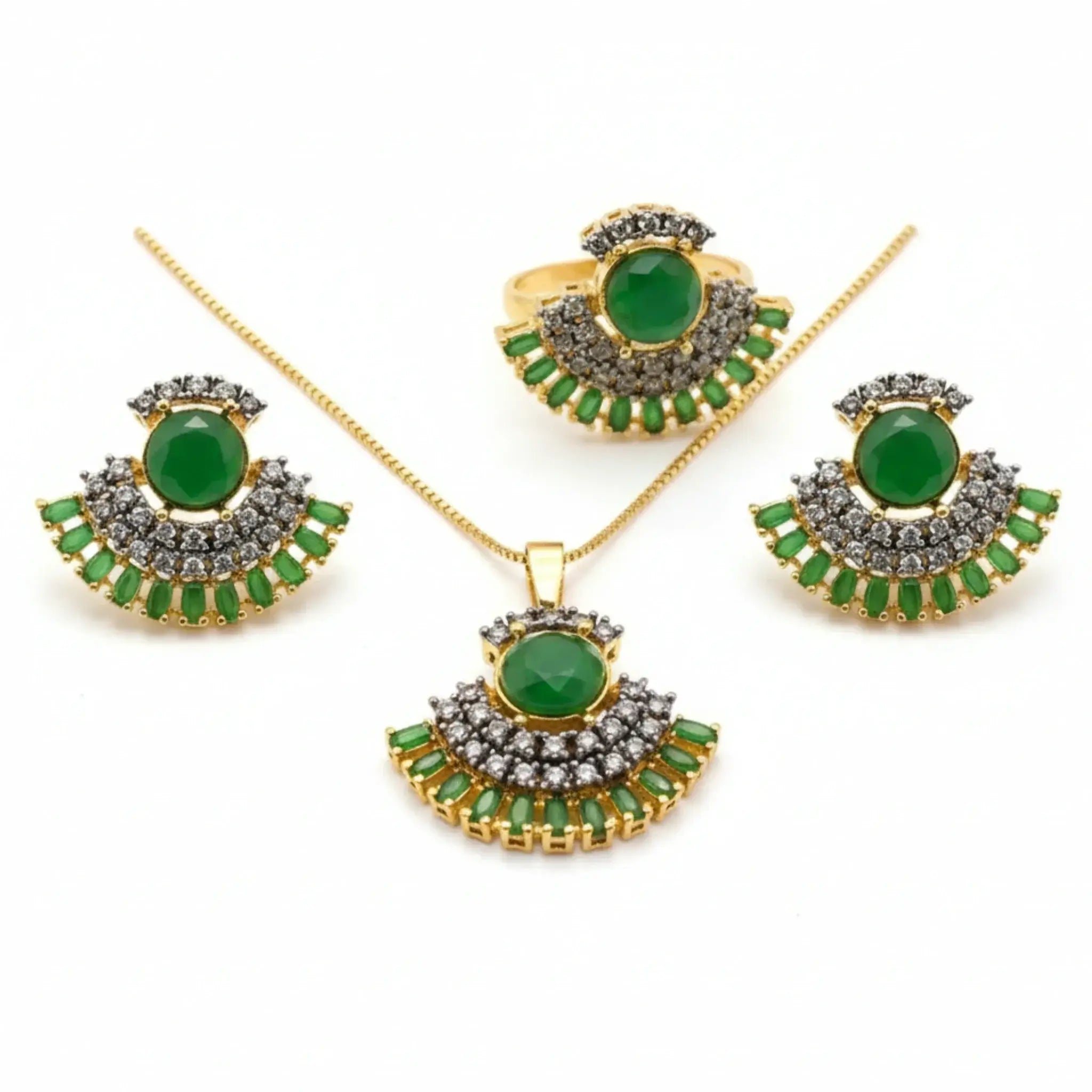 Verdant Fan Jewellery Set - Jewel by JF