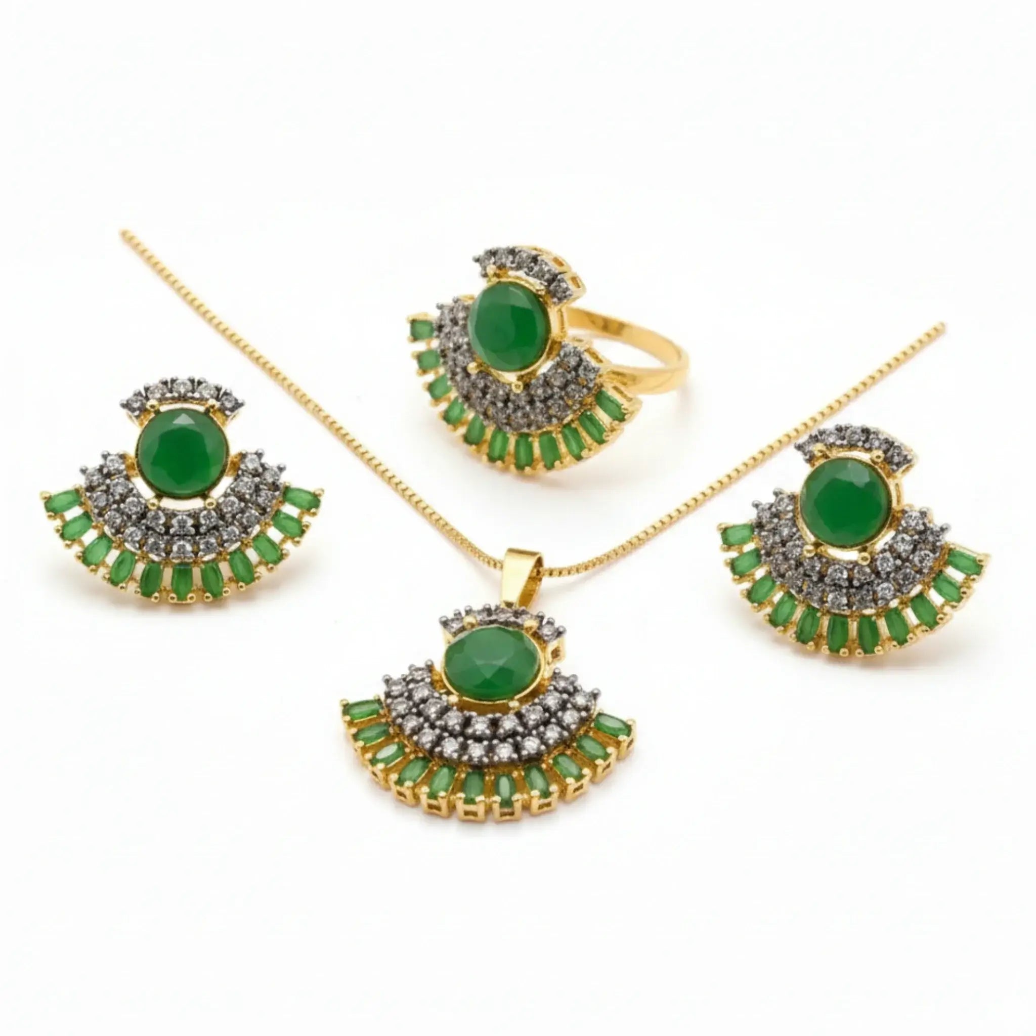 Verdant Fan Jewellery Set - Jewel by JF