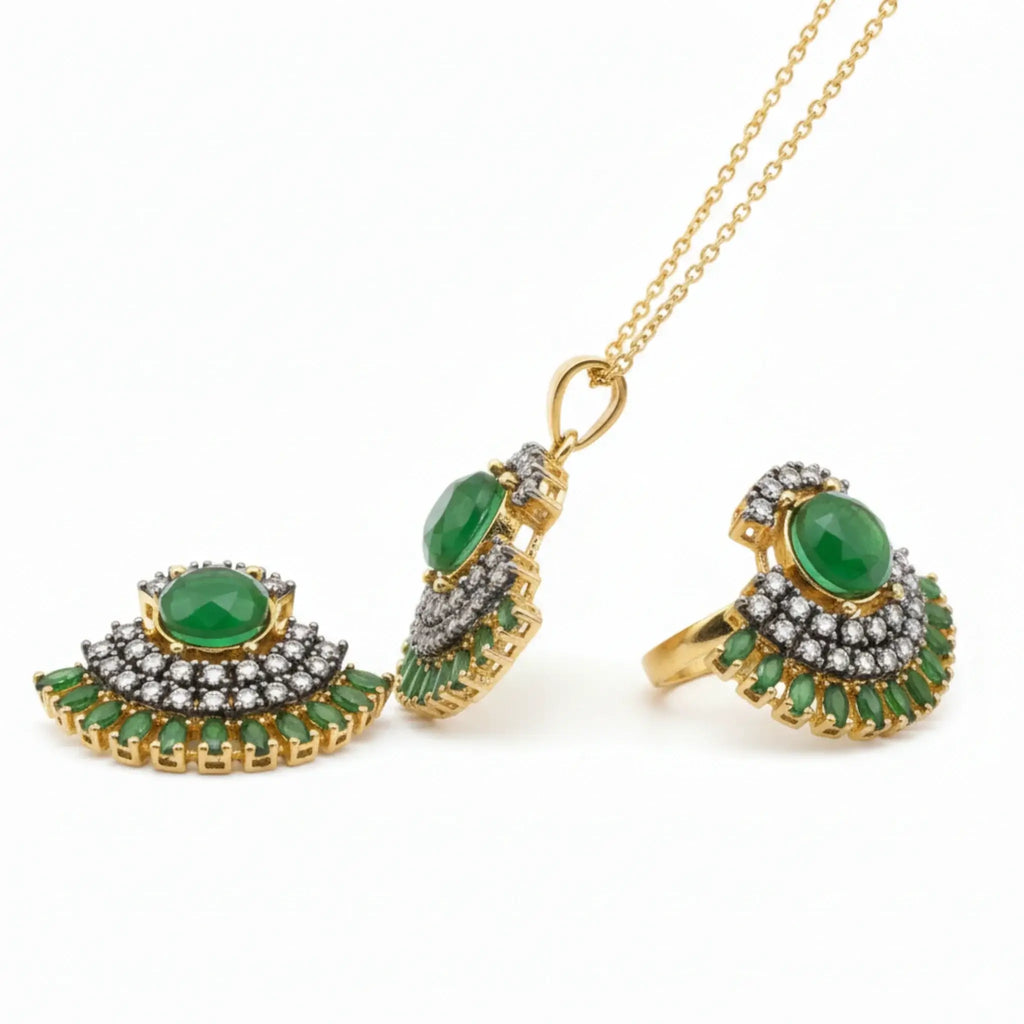 Verdant Fan Jewellery Set - Jewel by JF