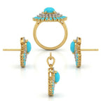 Jewel by JF Verdant Fan Jewellery Set featuring green fan-shaped necklace and matching earrings on a display.